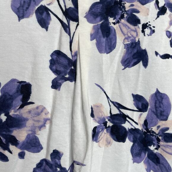 J Jill Women's White Purple Floral Tunic Top Size XL Boho Flowy Botanical Fairy - Picture 13 of 13
